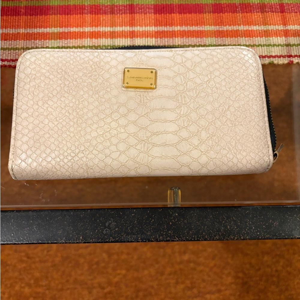 Catherine Malandrino Cream Snakeskin Wallet